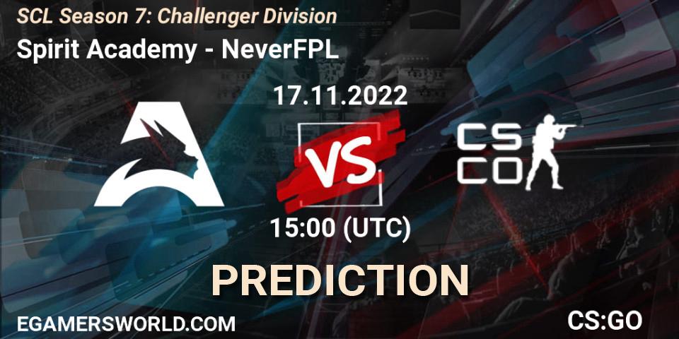 Spirit Academy - NeverFPL: прогноз. 17.11.2022 at 12:00, Counter-Strike (CS2), SCL Season 7: Challenger Division