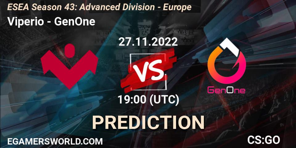Viperio - GenOne: прогноз. 27.11.22, CS2 (CS:GO), ESEA Season 43: Advanced Division - Europe