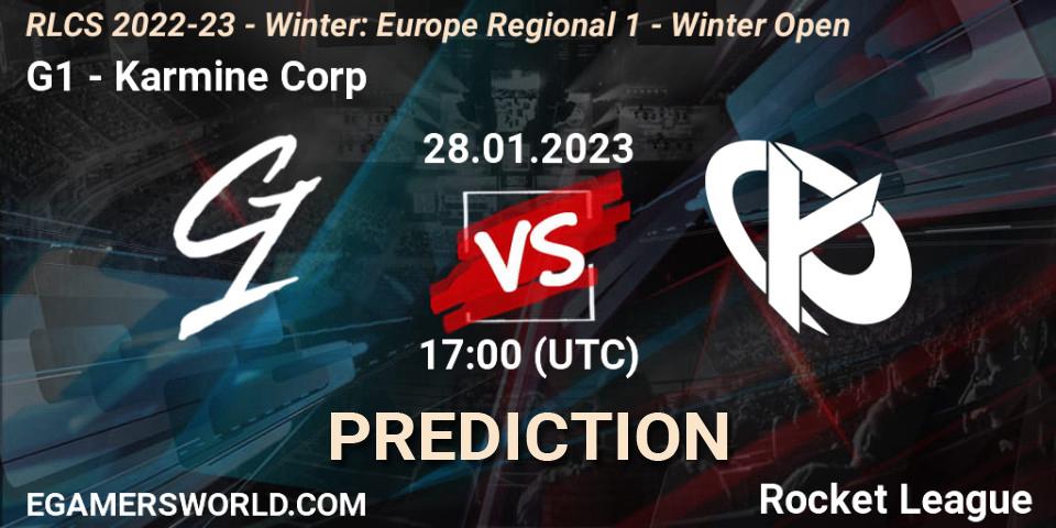 G1 - Karmine Corp: прогноз. 28.01.23, Rocket League, RLCS 2022-23 - Winter: Europe Regional 1 - Winter Open