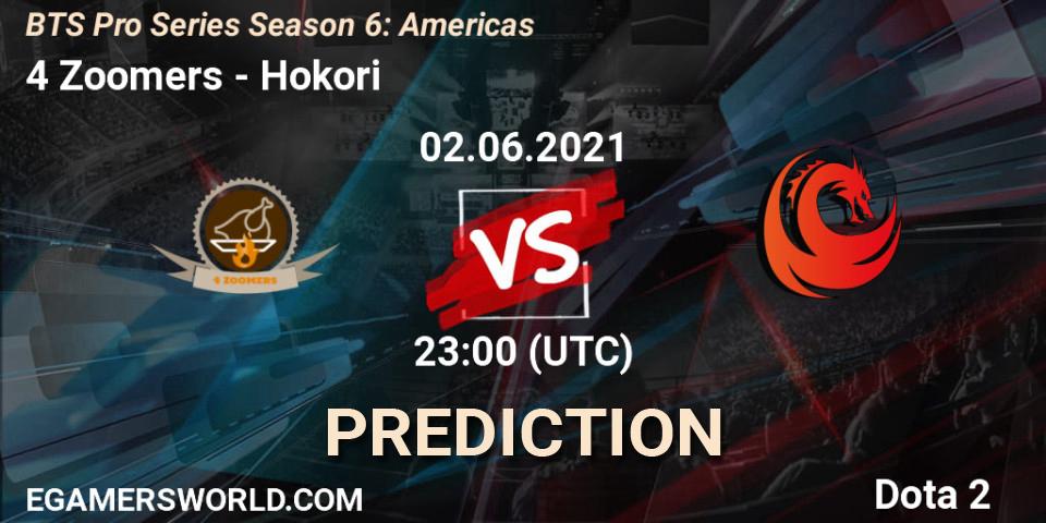 4 Zoomers - Hokori: прогноз. 02.06.2021 at 22:33, Dota 2, BTS Pro Series Season 6: Americas