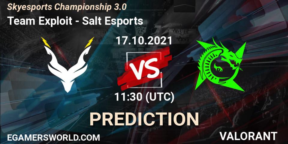 Team Exploit - Salt Esports: прогноз. 17.10.2021 at 11:30, VALORANT, Skyesports Championship 3.0