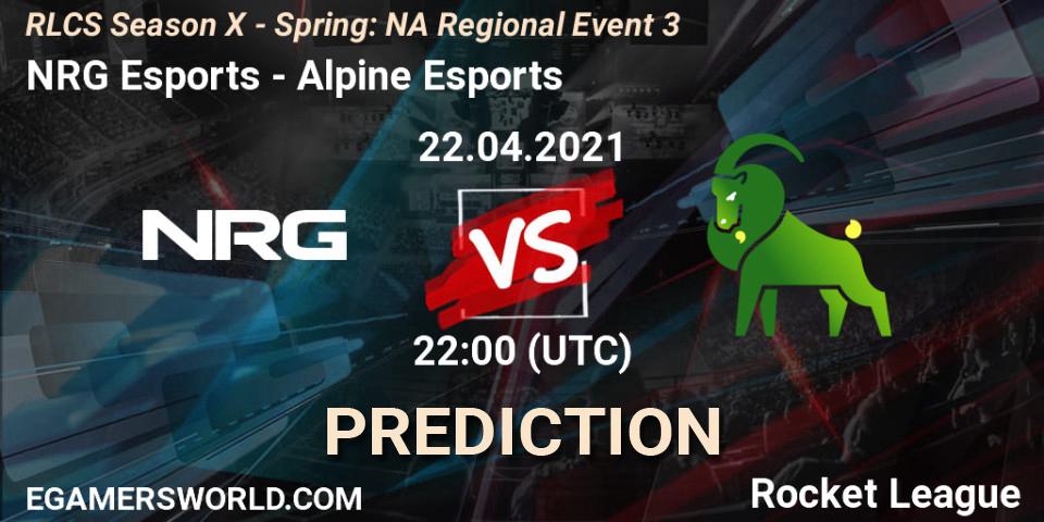 NRG Esports - Alpine Esports: прогноз. 22.04.2021 at 22:00, Rocket League, RLCS Season X - Spring: NA Regional Event 3