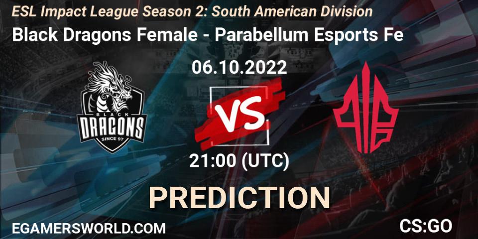 Black Dragons Female - Parabellum Esports Fe: прогноз. 06.10.22, CS2 (CS:GO), ESL Impact League Season 2: South American Division