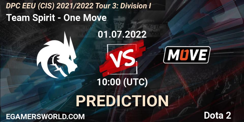 Team Spirit - One Move: прогноз. 01.07.22, Dota 2, DPC EEU (CIS) 2021/2022 Tour 3: Division I