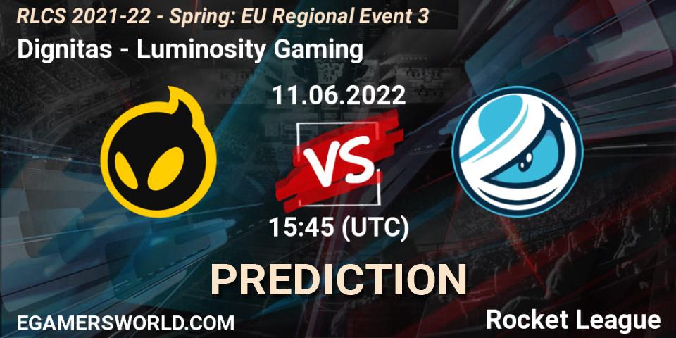Dignitas - Luminosity Gaming: прогноз. 11.06.2022 at 15:45, Rocket League, RLCS 2021-22 - Spring: EU Regional Event 3