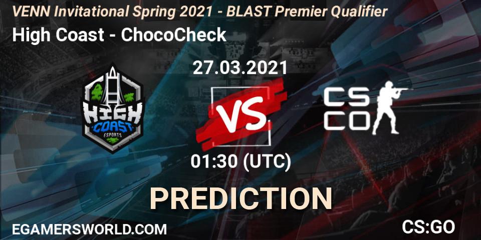 High Coast - ChocoCheck: прогноз. 27.03.2021 at 01:30, Counter-Strike (CS2), VENN Invitational Spring 2021 - BLAST Premier Qualifier