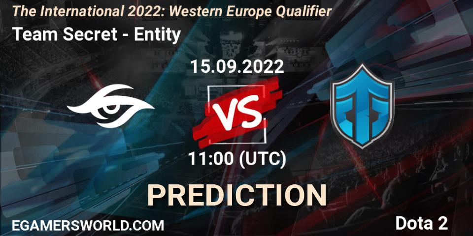 Team Secret - Entity: прогноз. 15.09.2022 at 10:33, Dota 2, The International 2022: Western Europe Qualifier
