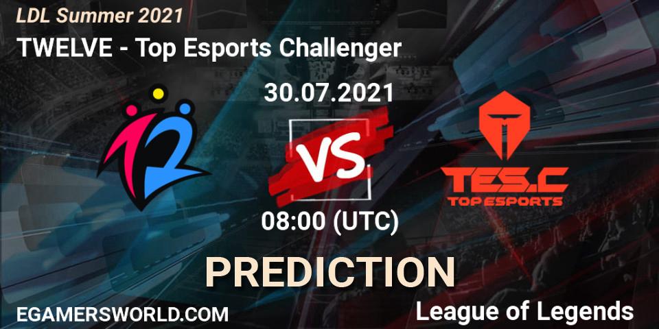 TWELVE - Top Esports Challenger: прогноз. 31.07.2021 at 08:00, LoL, LDL Summer 2021