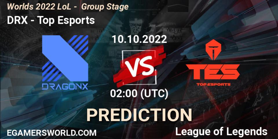 DRX - Top Esports: прогноз. 10.10.2022 at 02:00, LoL, Worlds 2022 LoL - Group Stage