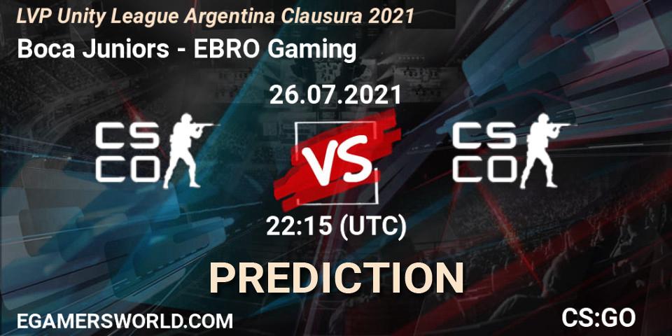 Boca Juniors - EBRO Gaming: прогноз. 26.07.2021 at 22:15, Counter-Strike (CS2), LVP Unity League Argentina Clausura 2021