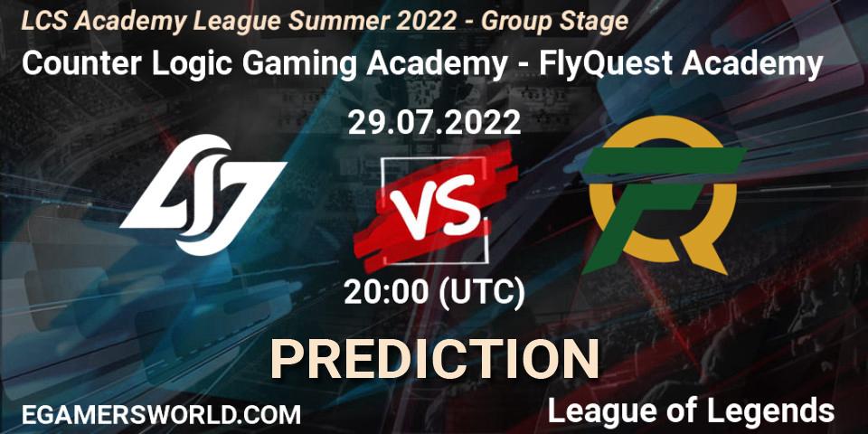 Counter Logic Gaming Academy - FlyQuest Academy: прогноз. 29.07.22, LoL, LCS Academy League Summer 2022 - Group Stage