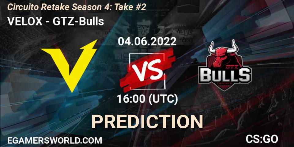 VELOX - GTZ-Bulls: прогноз. 04.06.2022 at 17:00, Counter-Strike (CS2), Circuito Retake Season 4: Take #2