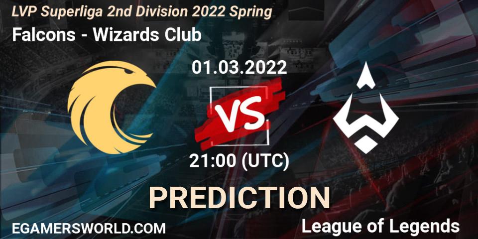 Falcons - Wizards Club: прогноз. 01.03.2022 at 21:00, LoL, LVP Superliga 2nd Division 2022 Spring