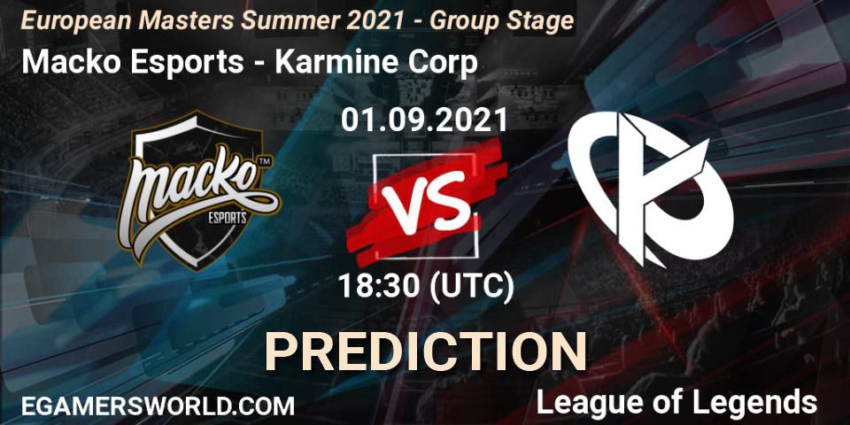 Macko Esports - Karmine Corp: прогноз. 01.09.2021 at 18:00, LoL, European Masters Summer 2021 - Group Stage