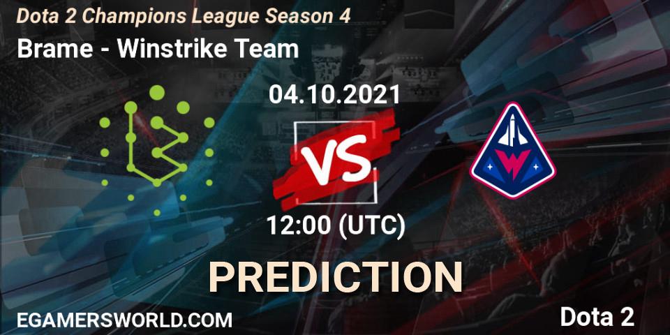 Brame - Winstrike Team: прогноз. 04.10.2021 at 12:18, Dota 2, Dota 2 Champions League Season 4