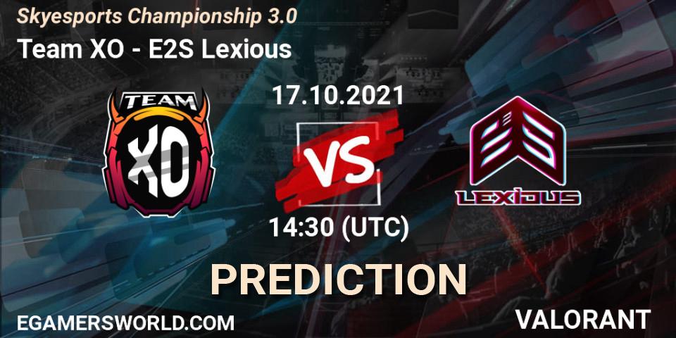 Team XO - E2S Lexious: прогноз. 17.10.2021 at 14:30, VALORANT, Skyesports Championship 3.0
