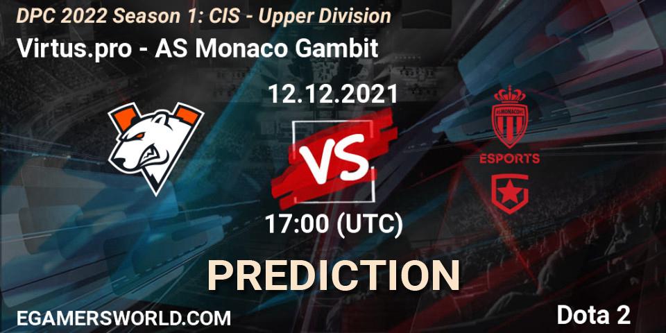 Virtus.pro - AS Monaco Gambit: прогноз. 12.12.21, Dota 2, DPC 2022 Season 1: CIS - Upper Division