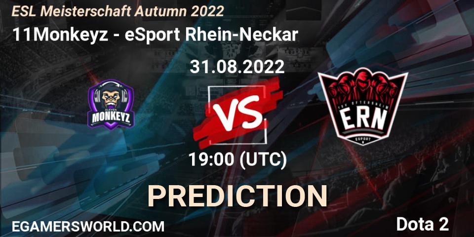 11Monkeyz - eSport Rhein-Neckar: прогноз. 31.08.2022 at 19:00, Dota 2, ESL Meisterschaft Autumn 2022
