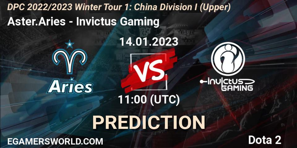 Aster.Aries - Invictus Gaming: прогноз. 14.01.2023 at 11:01, Dota 2, DPC 2022/2023 Winter Tour 1: CN Division I (Upper)