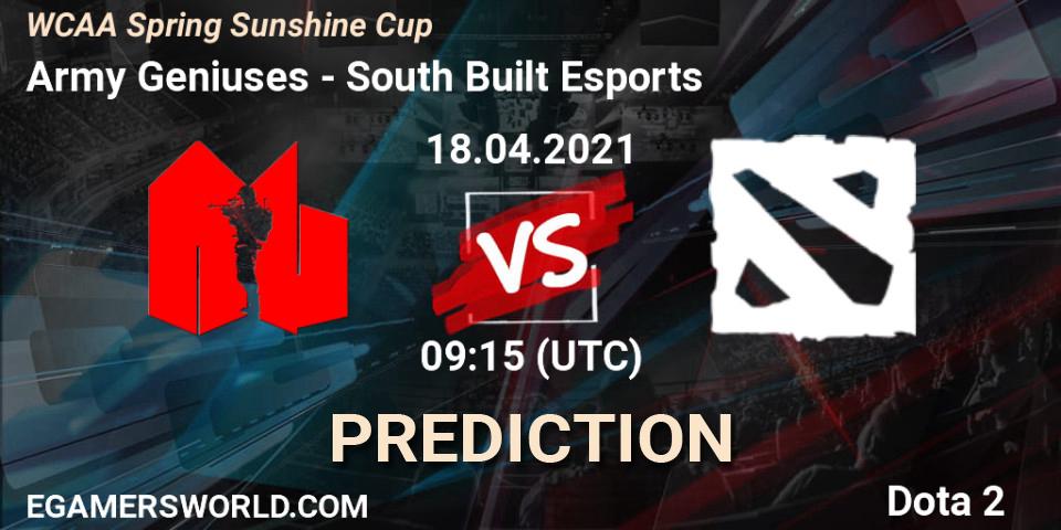 Army Geniuses - South Built Esports: прогноз. 18.04.2021 at 09:15, Dota 2, WCAA Spring Sunshine Cup