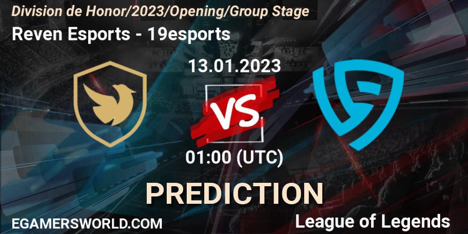 Reven Esports - 19esports: прогноз. 13.01.2023 at 01:00, LoL, División de Honor Opening 2023 - Group Stage