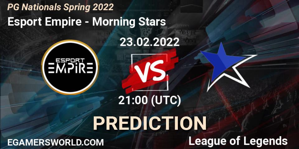 Esport Empire - Morning Stars: прогноз. 23.02.2022 at 21:00, LoL, PG Nationals Spring 2022