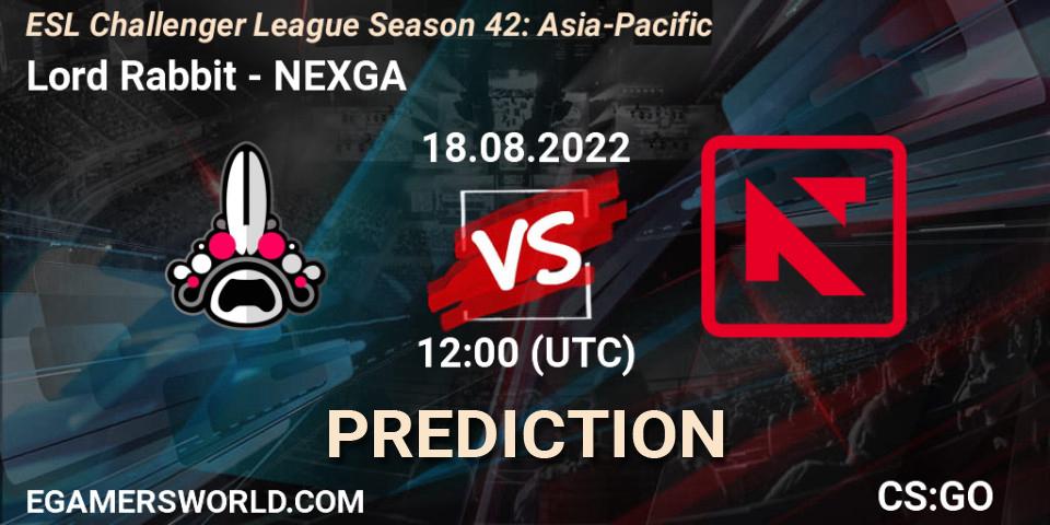 Lord Rabbit - NEXGA: прогноз. 18.08.2022 at 12:00, Counter-Strike (CS2), ESL Challenger League Season 42: Asia-Pacific