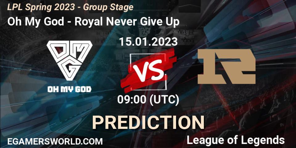 Oh My God - Royal Never Give Up: прогноз. 15.01.2023 at 10:17, LoL, LPL Spring 2023 - Group Stage