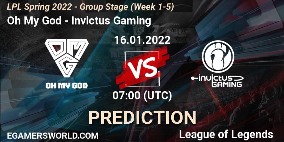 Oh My God - Invictus Gaming: прогноз. 16.01.22, LoL, LPL Spring 2022 - Group Stage (Week 1-5)
