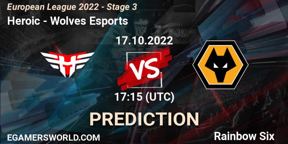 Heroic - Wolves Esports: прогноз. 17.10.2022 at 18:30, Rainbow Six, European League 2022 - Stage 3