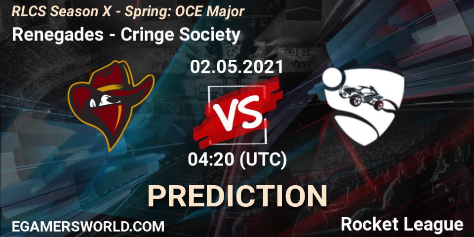 Renegades - Cringe Society: прогноз. 02.05.2021 at 04:00, Rocket League, RLCS Season X - Spring: OCE Major