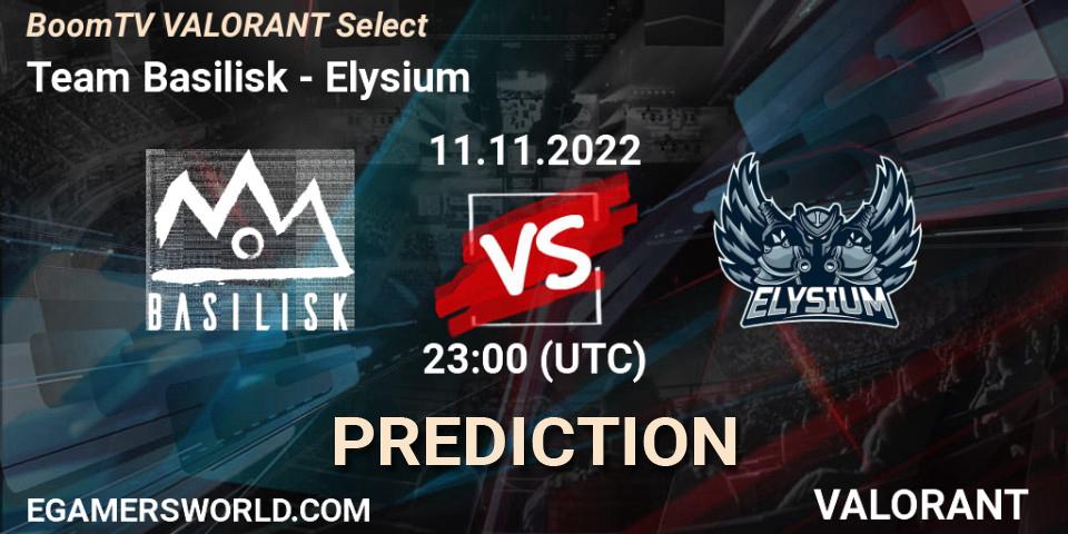Team Basilisk - Elysium: прогноз. 11.11.2022 at 23:00, VALORANT, BoomTV VALORANT Select
