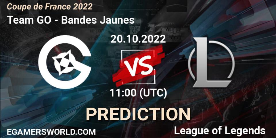 Team GO - Bandes Jaunes: прогноз. 20.10.2022 at 11:00, LoL, Coupe de France 2022