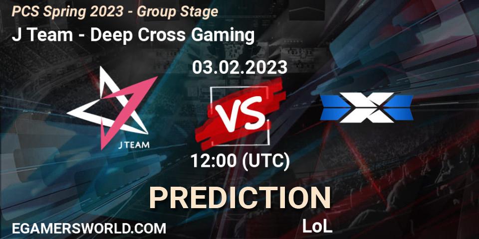 J Team - Deep Cross Gaming: прогноз. 03.02.2023 at 12:30, LoL, PCS Spring 2023 - Group Stage