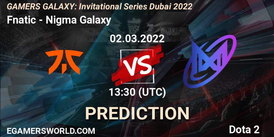 Fnatic - Nigma Galaxy: прогноз. 02.03.2022 at 12:20, Dota 2, GAMERS GALAXY: Invitational Series Dubai 2022