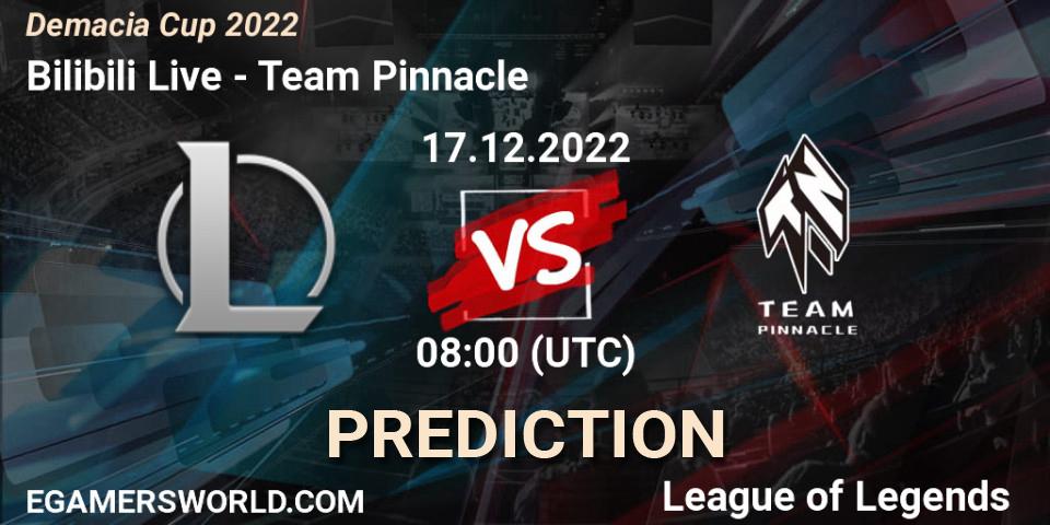 Bilibili Live - Team Pinnacle: прогноз. 17.12.2022 at 08:00, LoL, Demacia Cup 2022