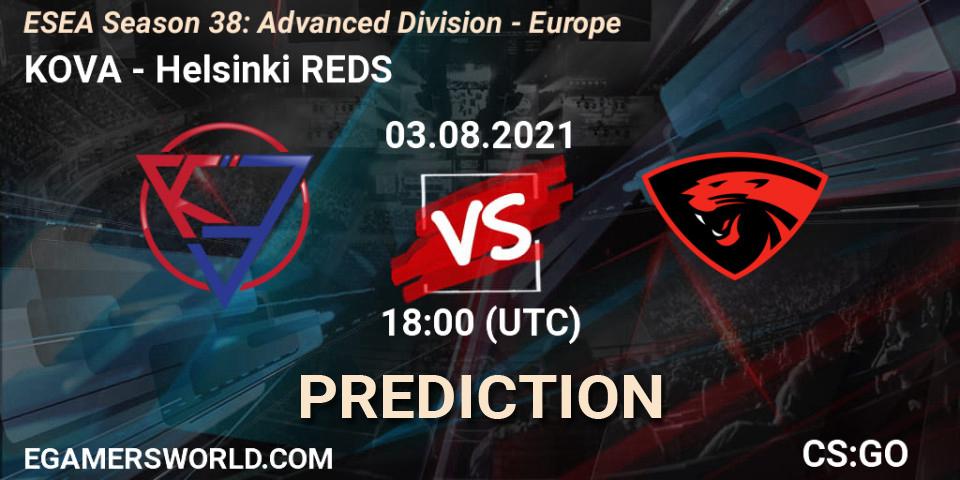 KOVA - Helsinki REDS: прогноз. 14.09.2021 at 16:00, Counter-Strike (CS2), ESEA Season 38: Advanced Division - Europe