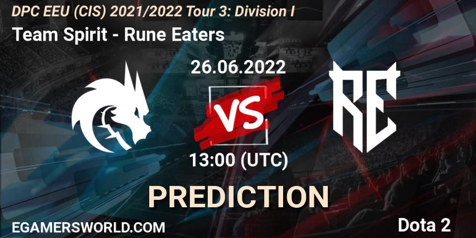 Team Spirit - Rune Eaters: прогноз. 26.06.2022 at 13:01, Dota 2, DPC EEU (CIS) 2021/2022 Tour 3: Division I