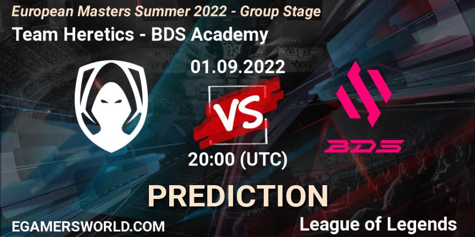 Team Heretics - BDS Academy: прогноз. 01.09.2022 at 20:00, LoL, European Masters Summer 2022 - Group Stage