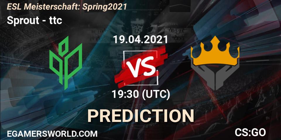 Sprout - ttc: прогноз. 19.04.2021 at 19:30, Counter-Strike (CS2), ESL Meisterschaft: Spring 2021