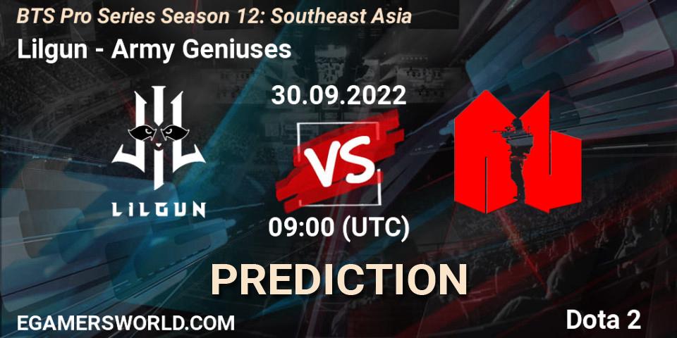 Lilgun - Army Geniuses: прогноз. 30.09.22, Dota 2, BTS Pro Series Season 12: Southeast Asia