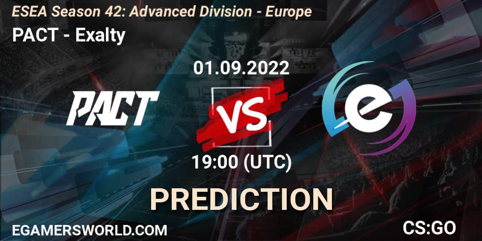 PACT - Exalty: прогноз. 01.09.2022 at 19:00, Counter-Strike (CS2), ESEA Season 42: Advanced Division - Europe