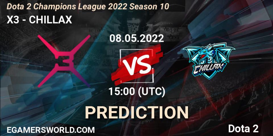 X3 - CHILLAX: прогноз. 08.05.2022 at 15:00, Dota 2, Dota 2 Champions League 2022 Season 10 