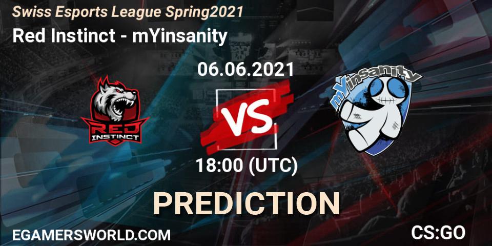 Red Instinct - mYinsanity: прогноз. 06.06.2021 at 18:00, Counter-Strike (CS2), Swiss Esports League Spring 2021
