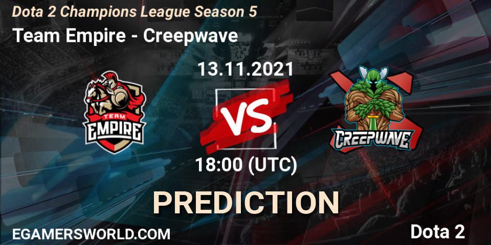 Team Empire - Creepwave: прогноз. 13.11.2021 at 19:16, Dota 2, Dota 2 Champions League 2021 Season 5