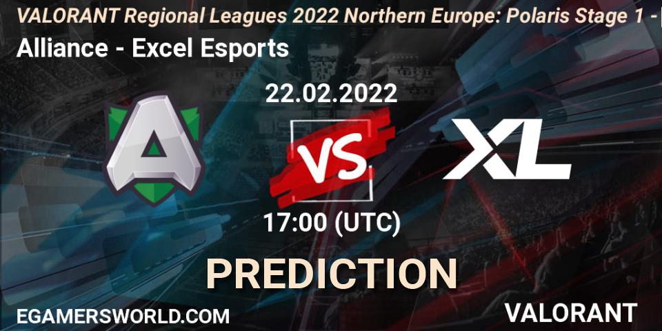 Alliance - Excel Esports: прогноз. 22.02.2022 at 17:00, VALORANT, VALORANT Regional Leagues 2022 Northern Europe: Polaris Stage 1 - Regular Season