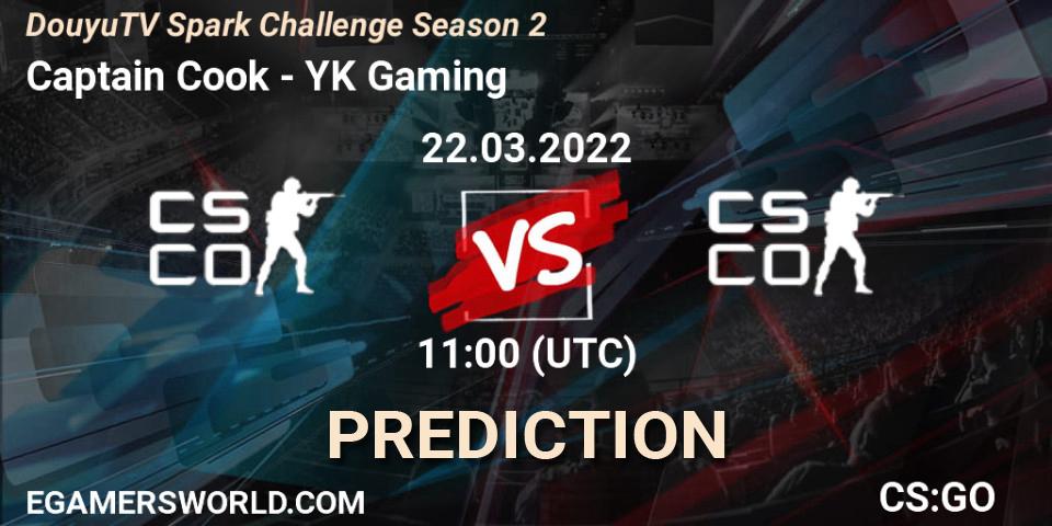 Captain Cook - YK Gaming: прогноз. 22.03.2022 at 11:00, Counter-Strike (CS2), DouyuTV Spark Challenge Season 2