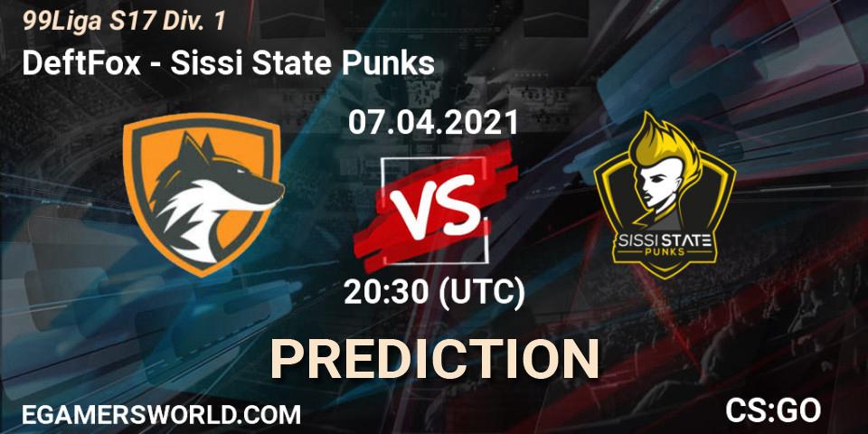 DeftFox - Sissi State Punks: прогноз. 07.04.2021 at 19:30, Counter-Strike (CS2), 99Liga S17 Div. 1