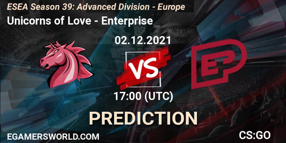 Unicorns of Love - Enterprise: прогноз. 02.12.21, CS2 (CS:GO), ESEA Season 39: Advanced Division - Europe