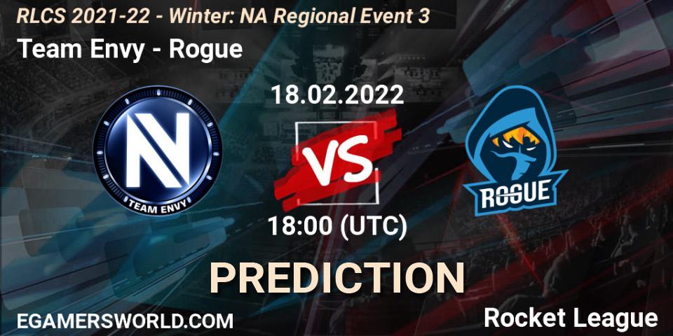Team Envy - Rogue: прогноз. 18.02.2022 at 18:00, Rocket League, RLCS 2021-22 - Winter: NA Regional Event 3